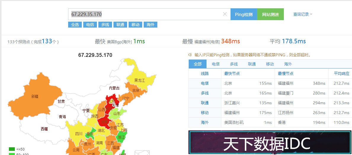 美國普通線路服務(wù)器測試