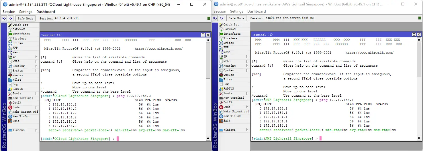 �ڷ���(w��)����ʹ��MikroTik RouterOS�ڔ�(sh��)��(j��)����֮�g��������